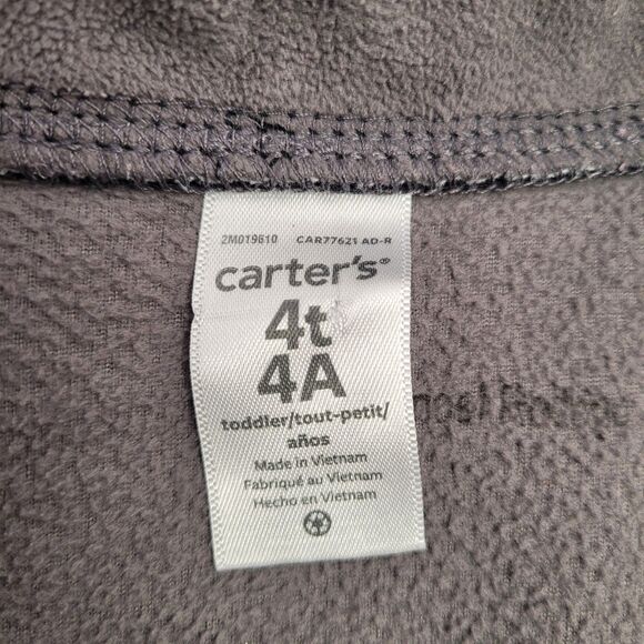 Carter's Toddler Kids Black and Gray Zip-Up Fleece Jacket Size 4T Pre-Own - Picture 5 of 11